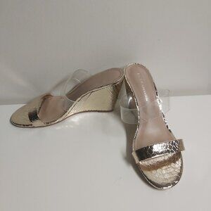 BCBGeneration gold and transparent wedges, size 7